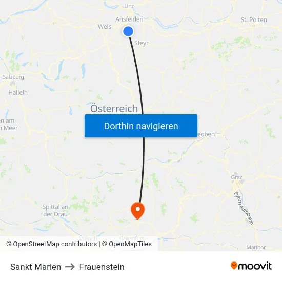 Sankt Marien to Frauenstein map
