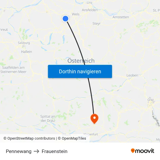 Pennewang to Frauenstein map
