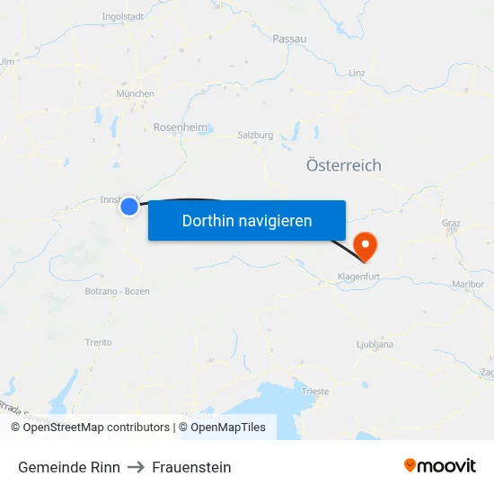 Gemeinde Rinn to Frauenstein map