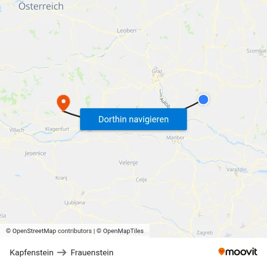 Kapfenstein to Frauenstein map