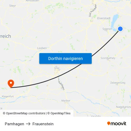 Pamhagen to Frauenstein map