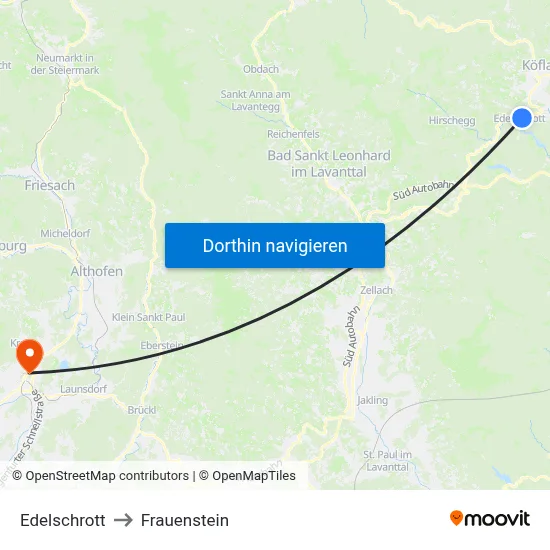 Edelschrott to Frauenstein map