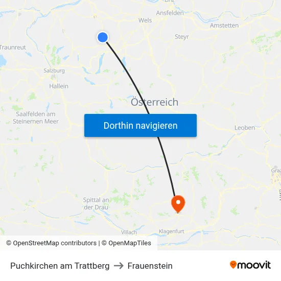 Puchkirchen am Trattberg to Frauenstein map