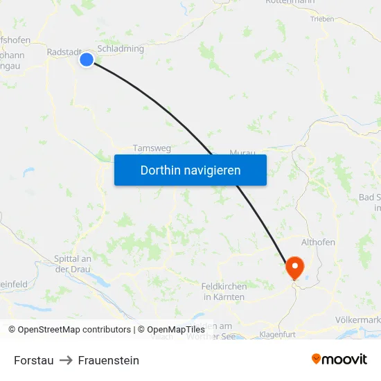Forstau to Frauenstein map