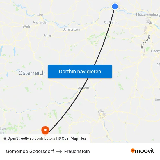 Gemeinde Gedersdorf to Frauenstein map