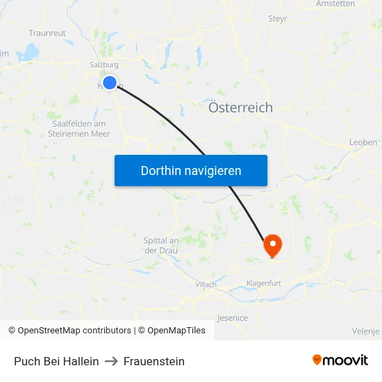 Puch Bei Hallein to Frauenstein map