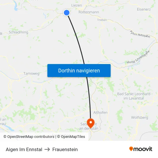 Aigen Im Ennstal to Frauenstein map