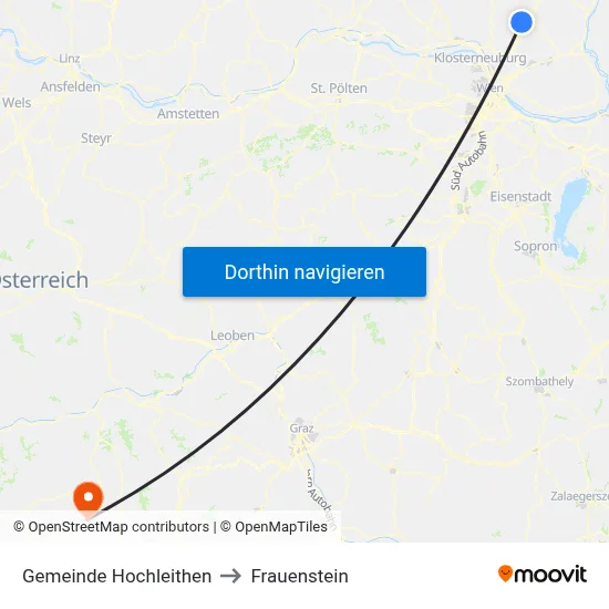 Gemeinde Hochleithen to Frauenstein map