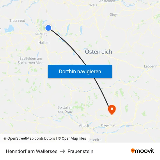 Henndorf am Wallersee to Frauenstein map