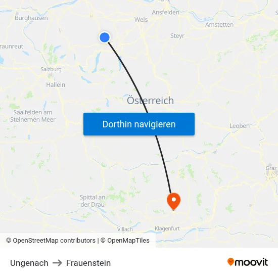 Ungenach to Frauenstein map