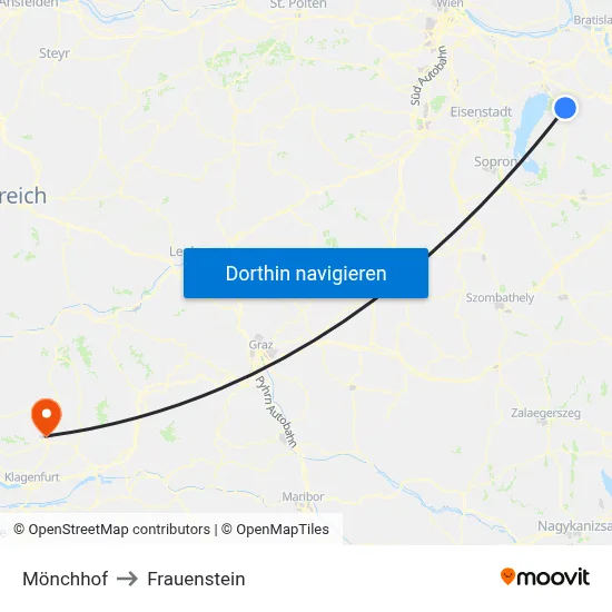 Mönchhof to Frauenstein map