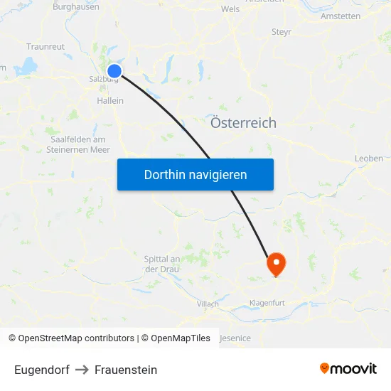 Eugendorf to Frauenstein map