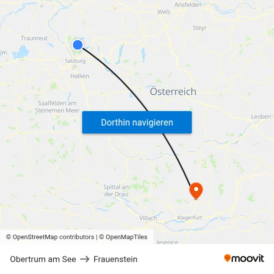 Obertrum am See to Frauenstein map