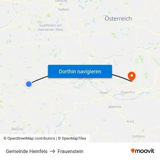 Gemeinde Heinfels to Frauenstein map