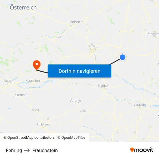 Fehring to Frauenstein map