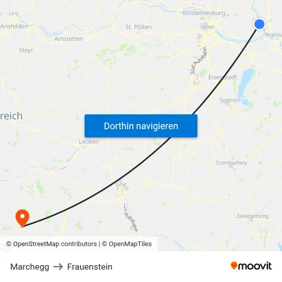 Marchegg to Frauenstein map