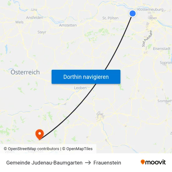 Gemeinde Judenau-Baumgarten to Frauenstein map