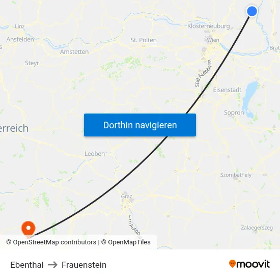 Ebenthal to Frauenstein map