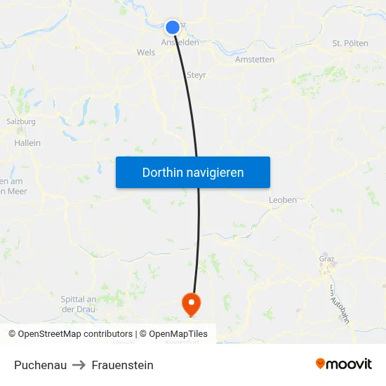 Puchenau to Frauenstein map