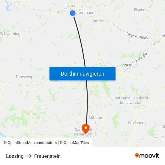 Lassing to Frauenstein map