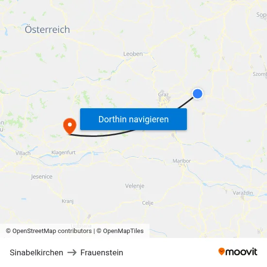 Sinabelkirchen to Frauenstein map