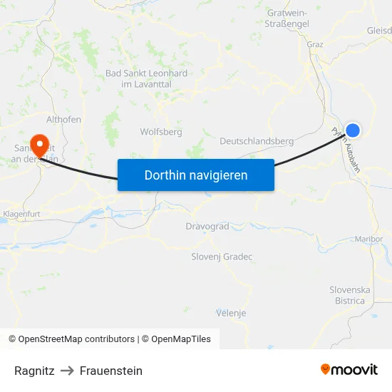 Ragnitz to Frauenstein map