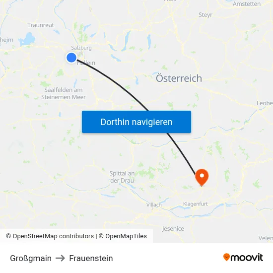 Großgmain to Frauenstein map