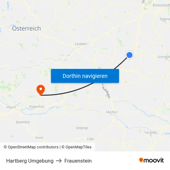 Hartberg Umgebung to Frauenstein map