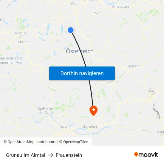Grünau Im Almtal to Frauenstein map
