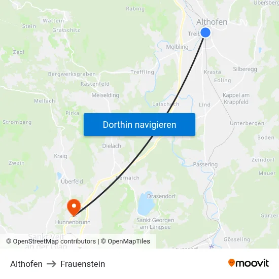 Althofen to Frauenstein map