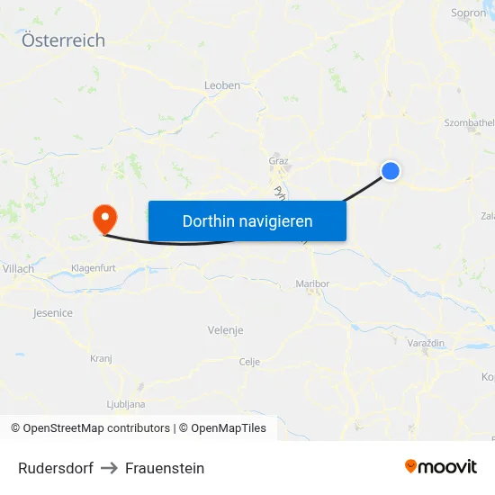 Rudersdorf to Frauenstein map