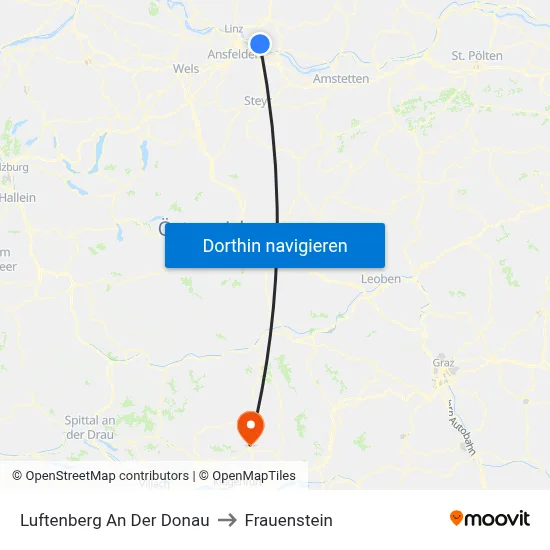Luftenberg An Der Donau to Frauenstein map