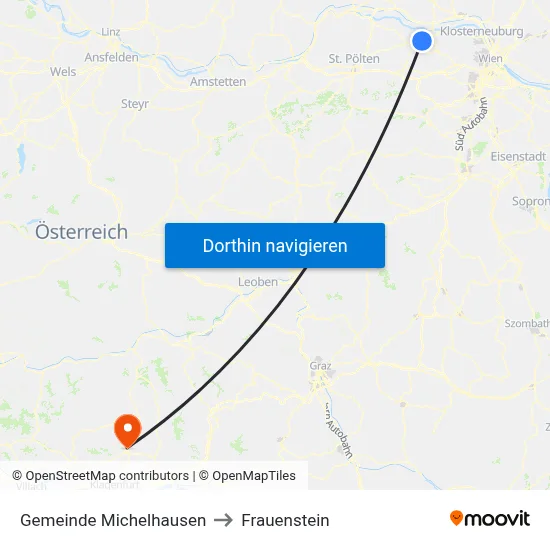 Gemeinde Michelhausen to Frauenstein map