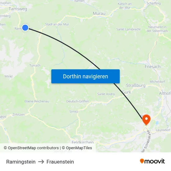 Ramingstein to Frauenstein map