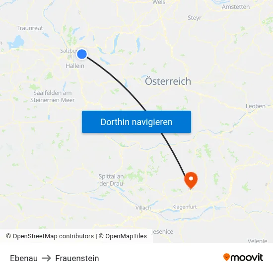 Ebenau to Frauenstein map
