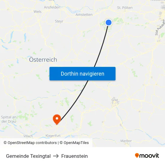 Gemeinde Texingtal to Frauenstein map