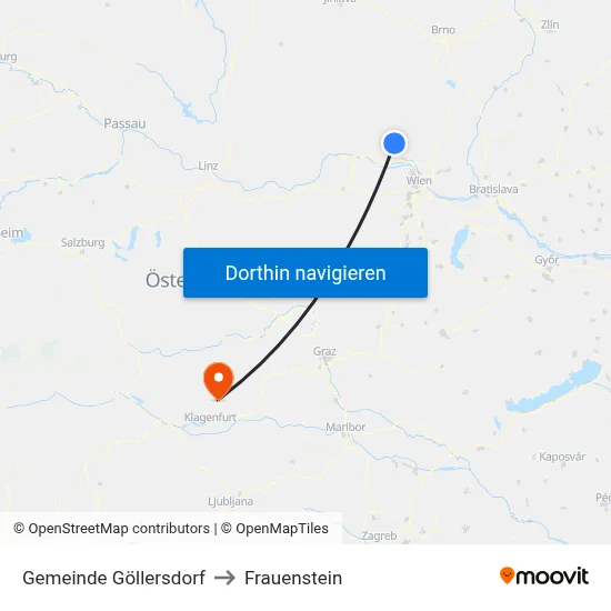 Gemeinde Göllersdorf to Frauenstein map