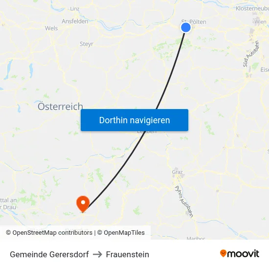 Gemeinde Gerersdorf to Frauenstein map
