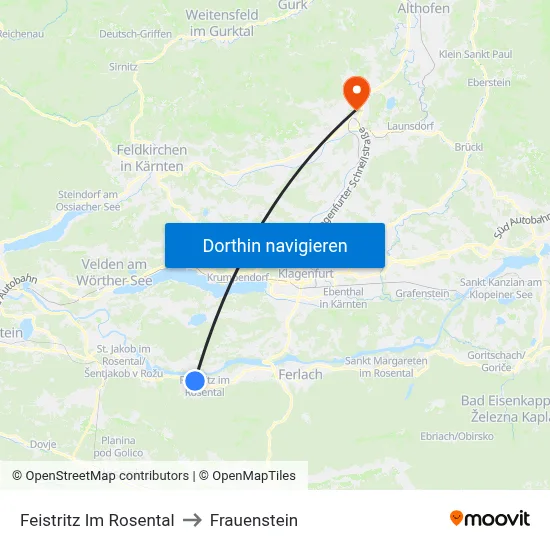 Feistritz Im Rosental to Frauenstein map