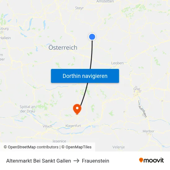 Altenmarkt Bei Sankt Gallen to Frauenstein map