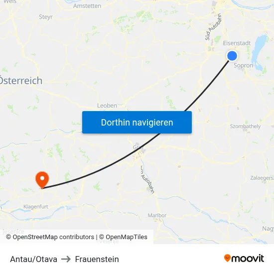 Antau/Otava to Frauenstein map