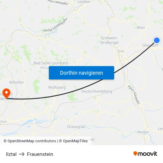 Ilztal to Frauenstein map