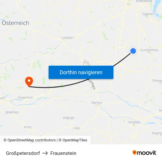 Großpetersdorf to Frauenstein map