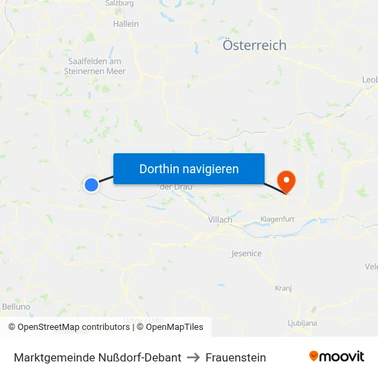 Marktgemeinde Nußdorf-Debant to Frauenstein map