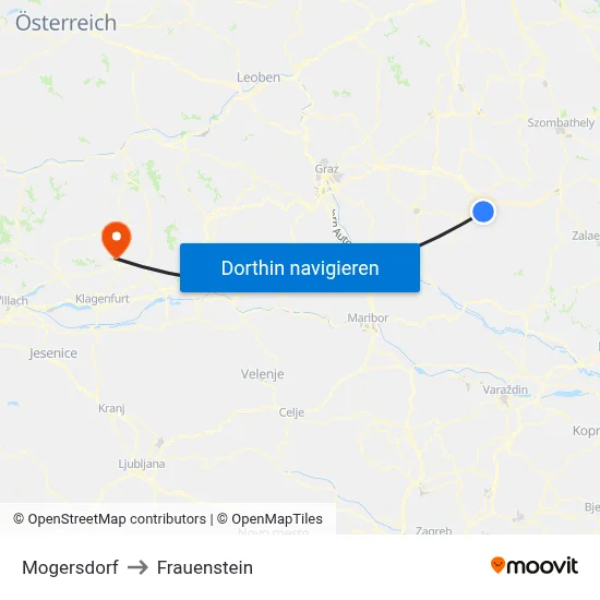 Mogersdorf to Frauenstein map