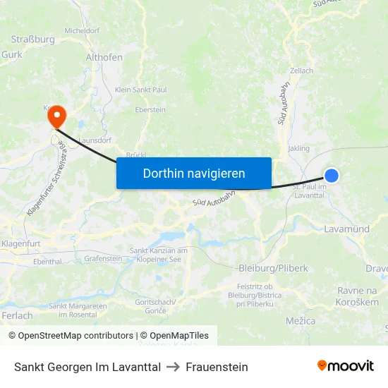 Sankt Georgen Im Lavanttal to Frauenstein map