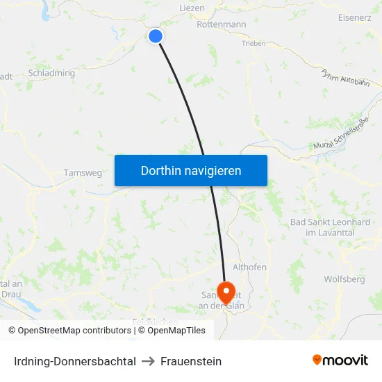 Irdning-Donnersbachtal to Frauenstein map