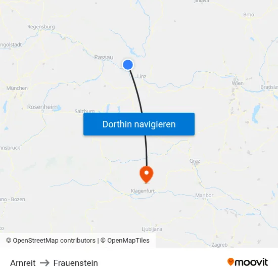 Arnreit to Frauenstein map