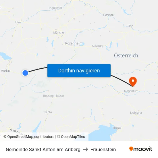 Gemeinde Sankt Anton am Arlberg to Frauenstein map
