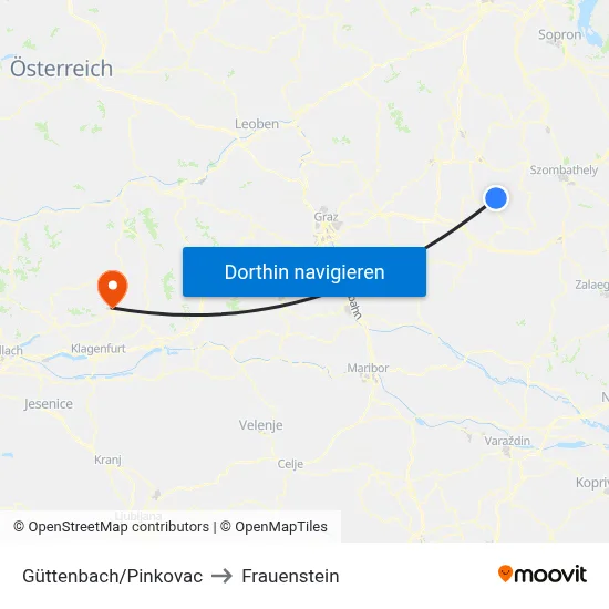 Güttenbach/Pinkovac to Frauenstein map